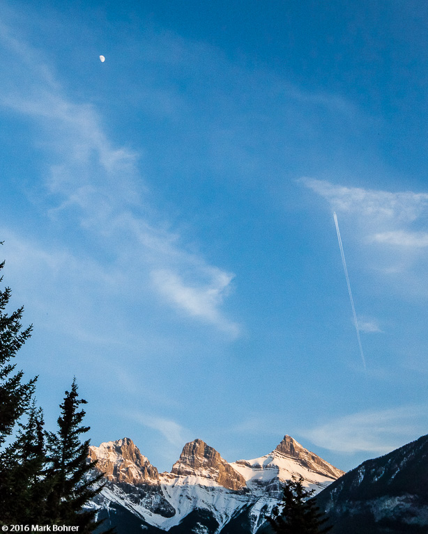 Moonrise over the mountains, Canmore