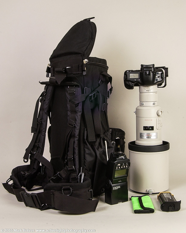 Kinesis Gear L511 long lens case with backpack straps, EOS 1D on EF 500mm f/4L IS
