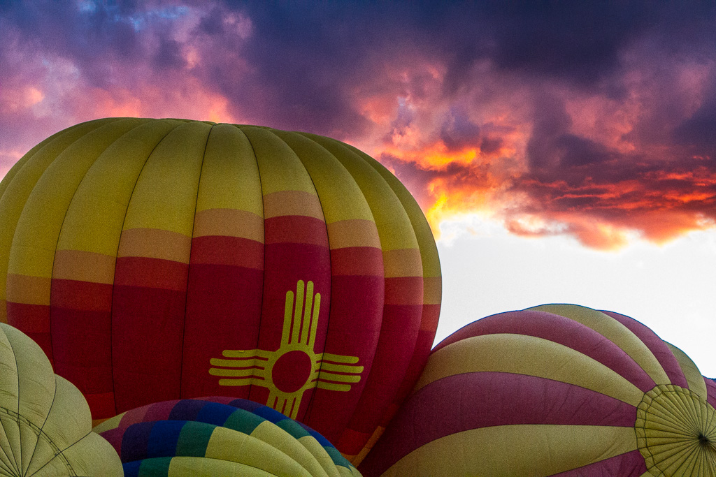 Sunrise colors on the ground and in the clouds - Albuquerque International Balloon Fiesta