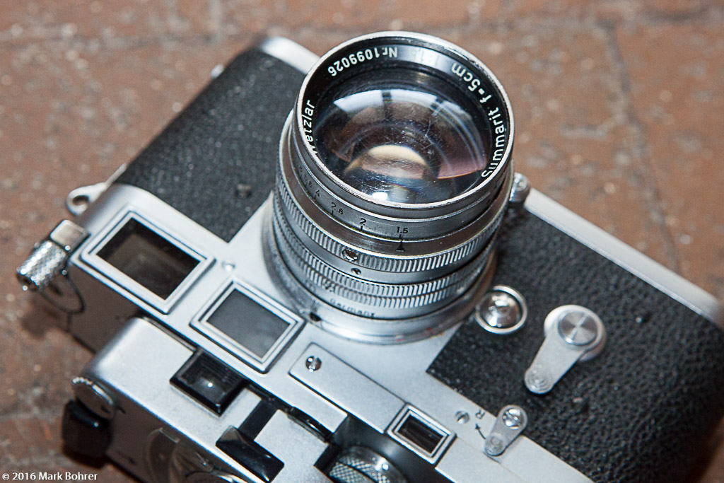 50mm f/1.5 Summarit - note scratched coating from over-zealous cleaning