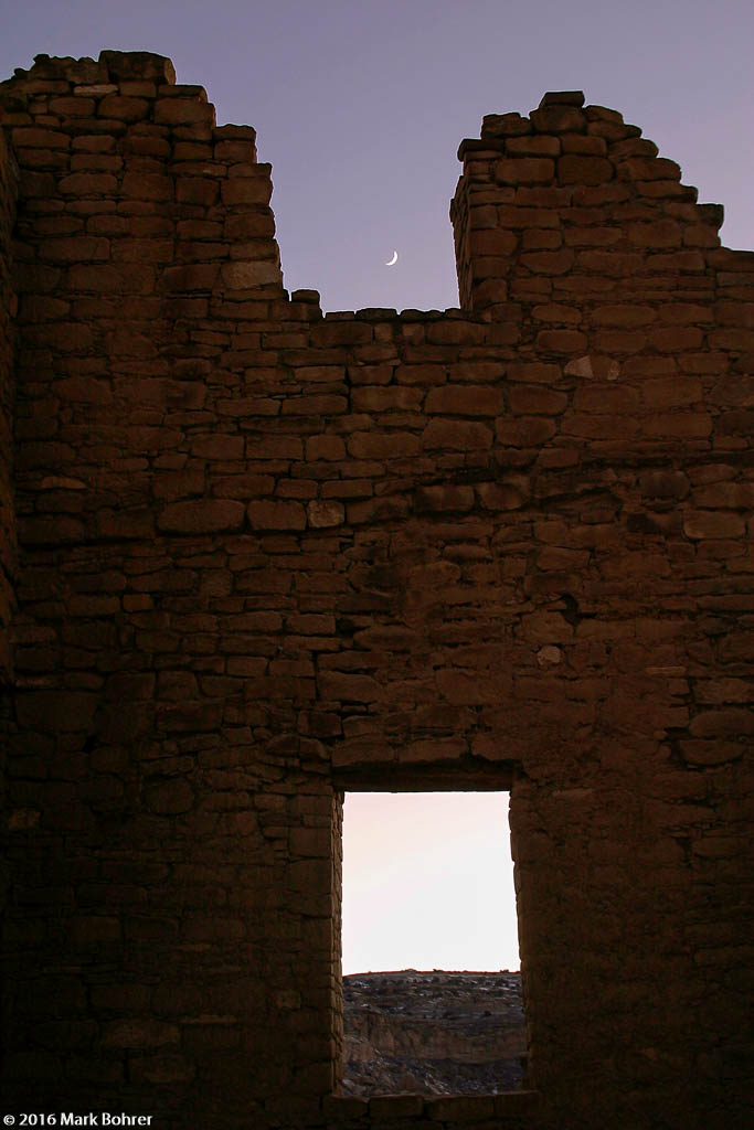 Kin Kletso and moon, Chaco Canyon