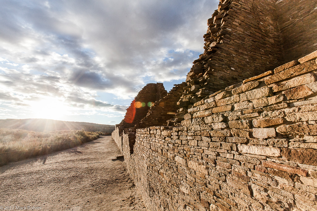 Pueblo Bonito south wall - aligned E-W within 1 degree