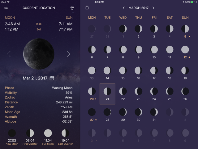 Moon Phase - lunar calendar
