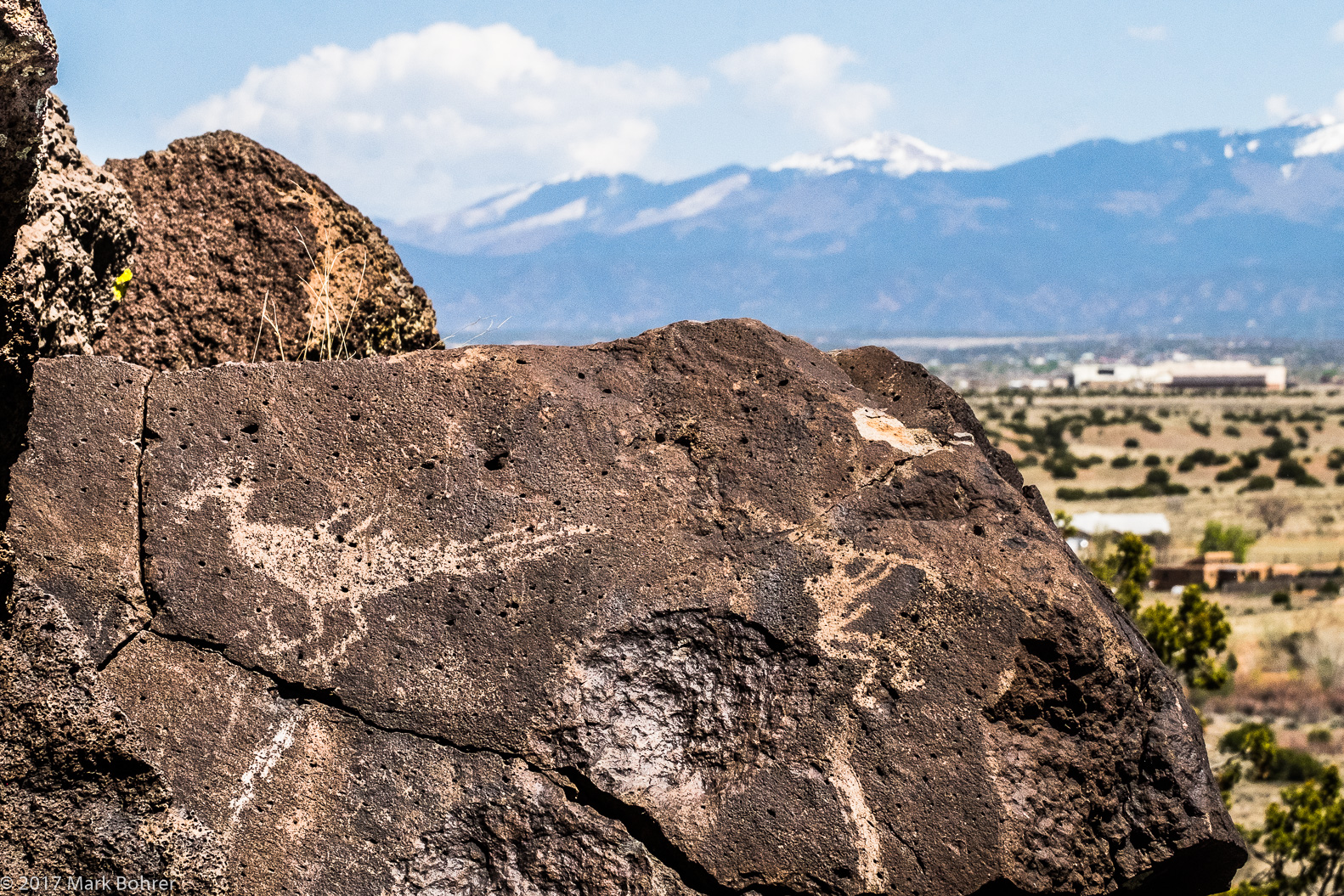 Sangre de Cristo backdrop - La Cieneguilla Petroglyph Site